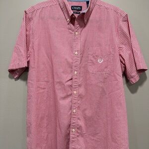 Chaps Easy Care L Men’s Pink Gingham Short-Sleeve Button-Down Shirt